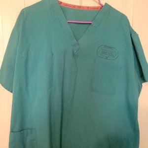scrub tops XL, One is  blue other teal green.